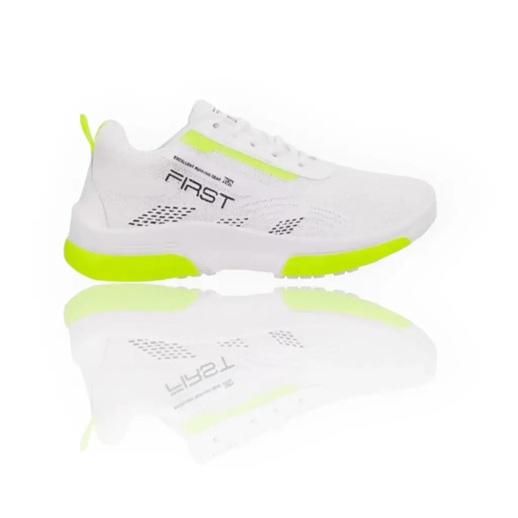 Men’s White & Neon Green Sports Shoes 