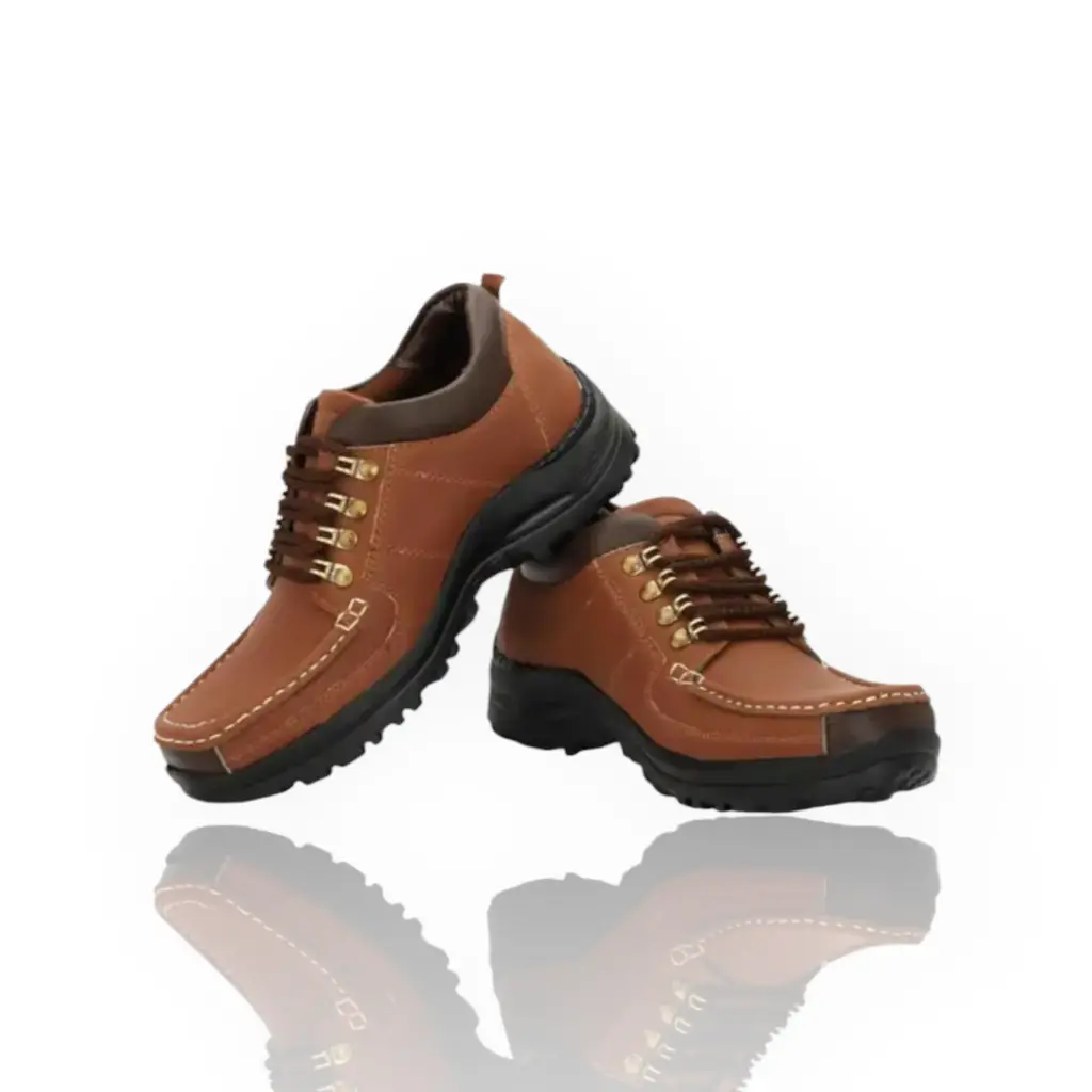 Men’s Brown & Beige Leather Outdoor Shoes 