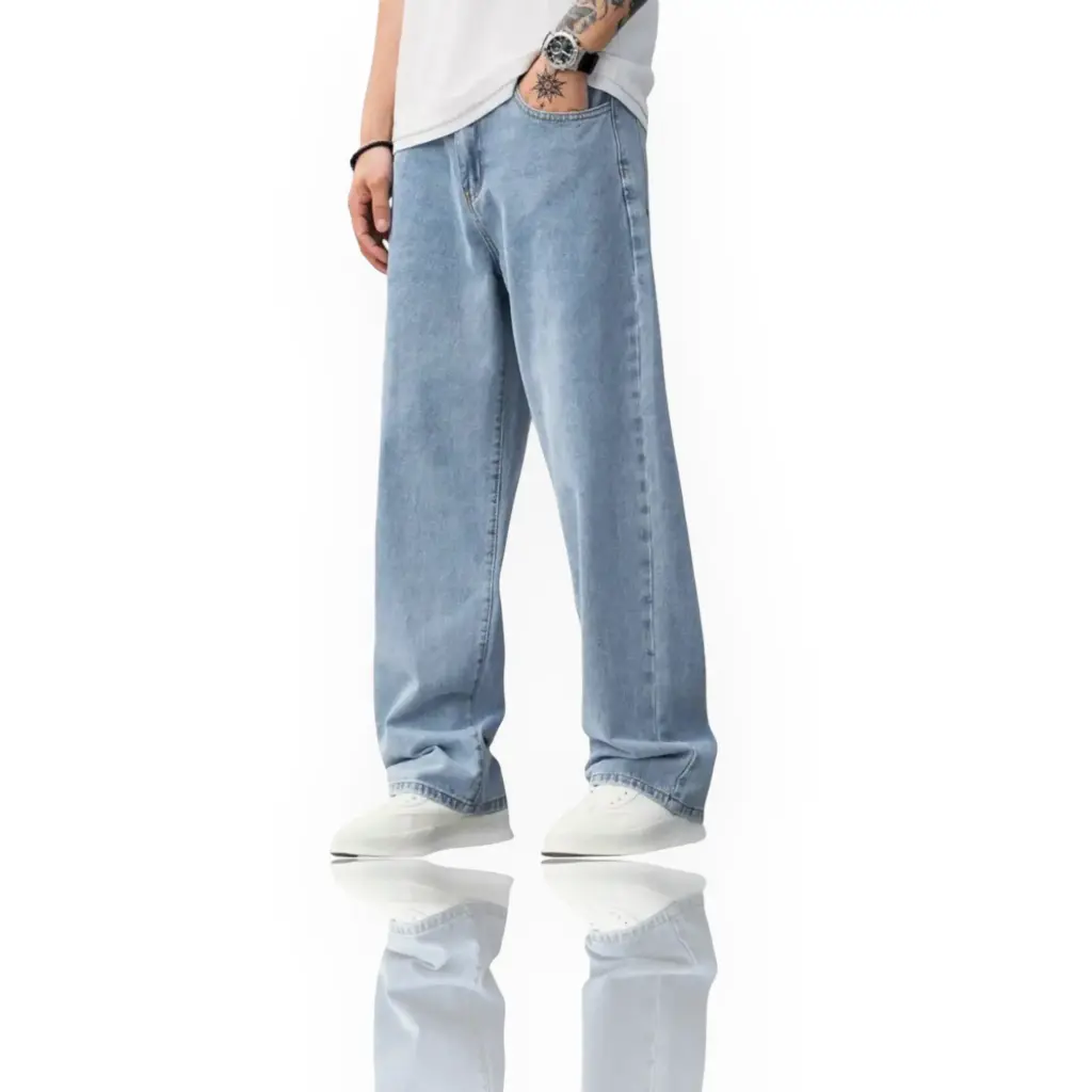 Men’s Light Blue Baggy Fit Denim Jeans 