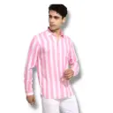 Men’s Pink & White Striped Cotton Shirt – Full Sleeve Casual Wear