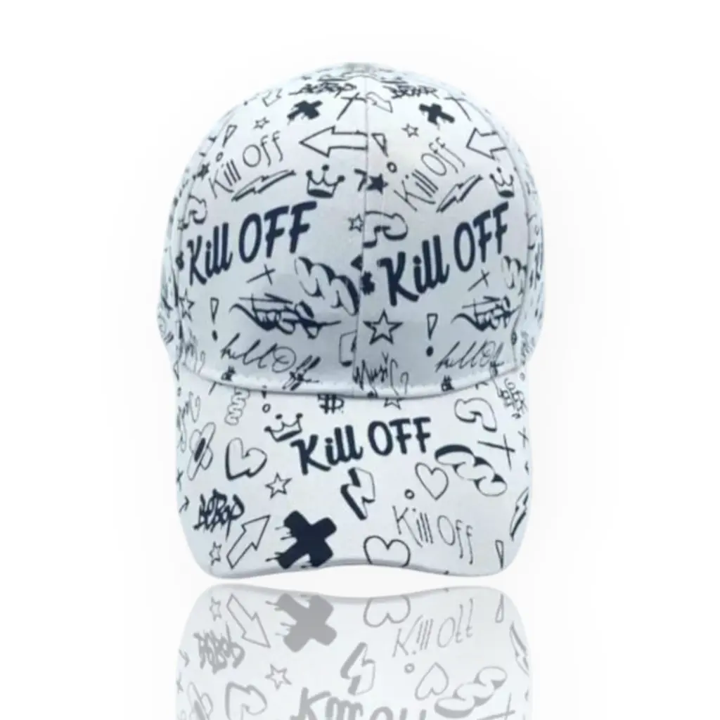 White Graffiti Print Cap – Bold & Trendy 