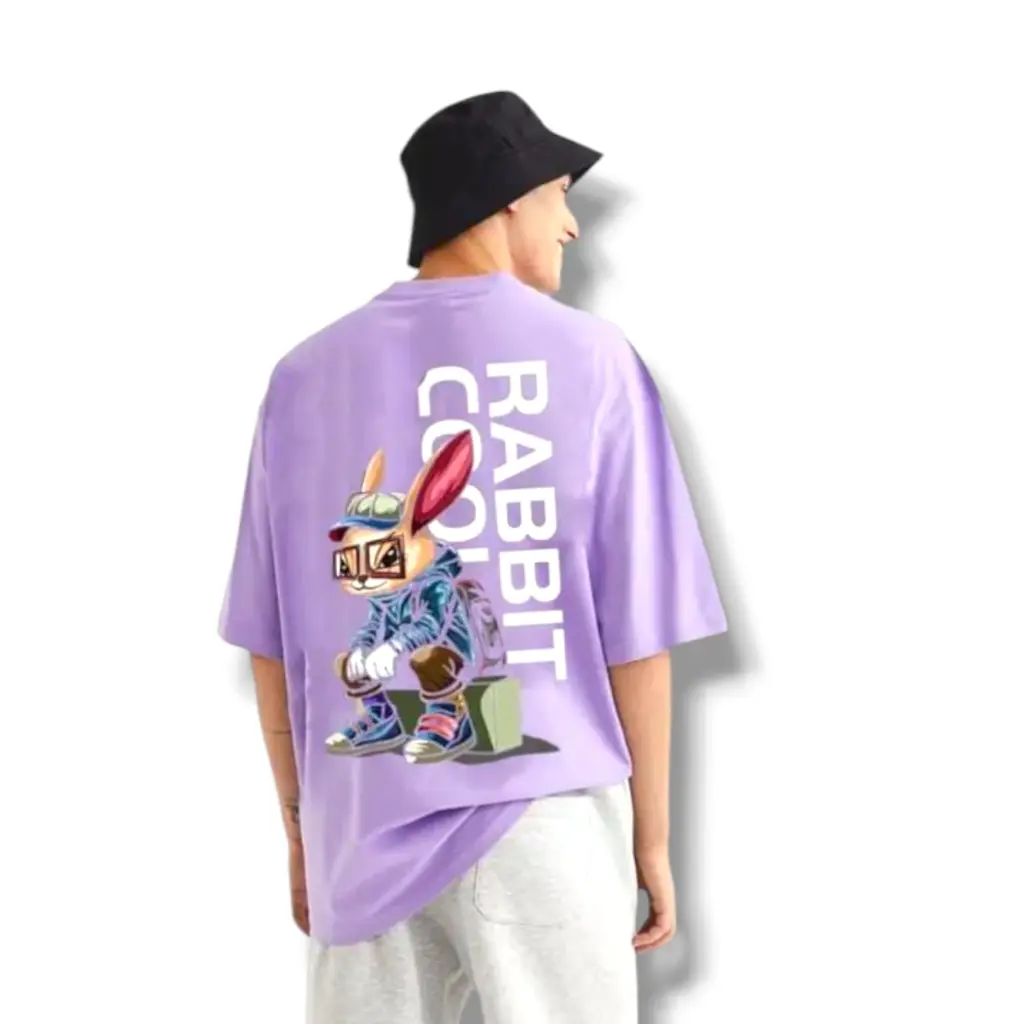 Purple “Rabbit Cool” Graphic T-Shirt – Trendy Streetwear 