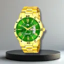 Redux Men’s Gold-Plated Analog Wrist Watch – Green Dial with Day & Date 