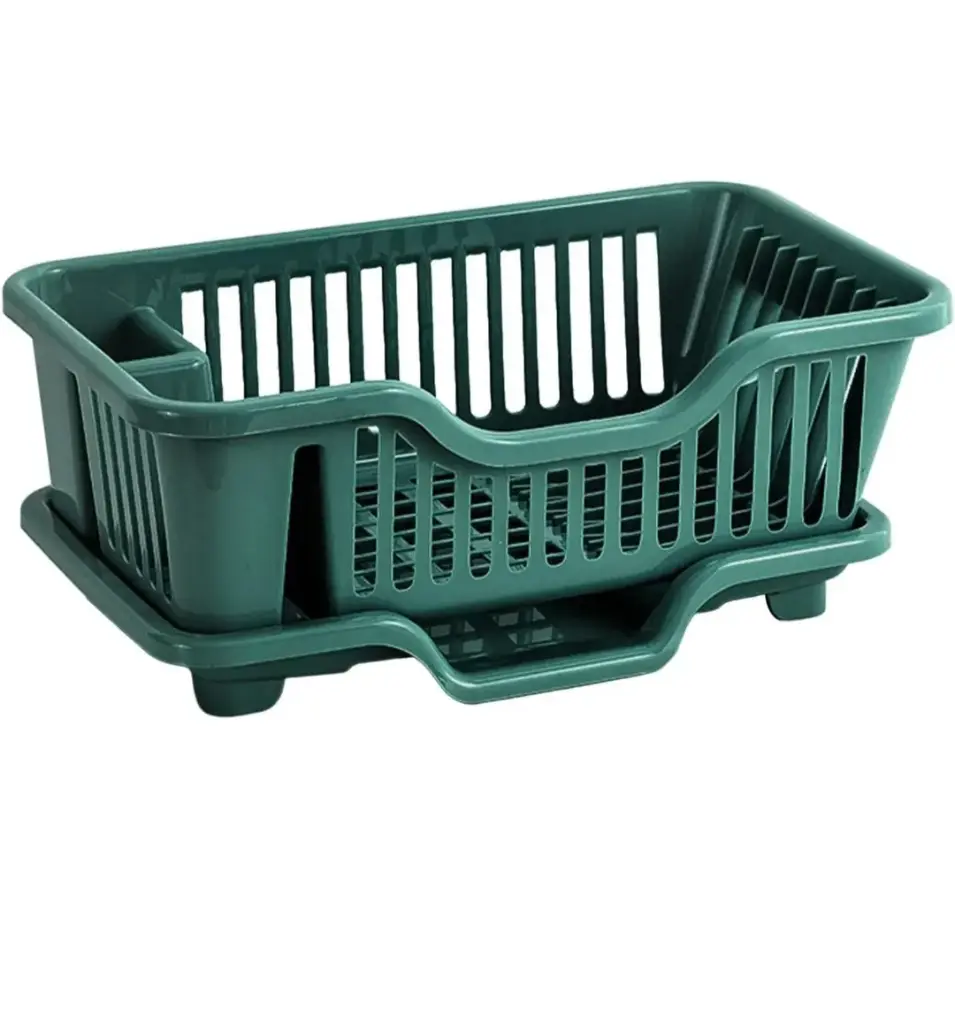 Plastic Dish Drainer Basket with Tray – Kitchen Sink Organizer 