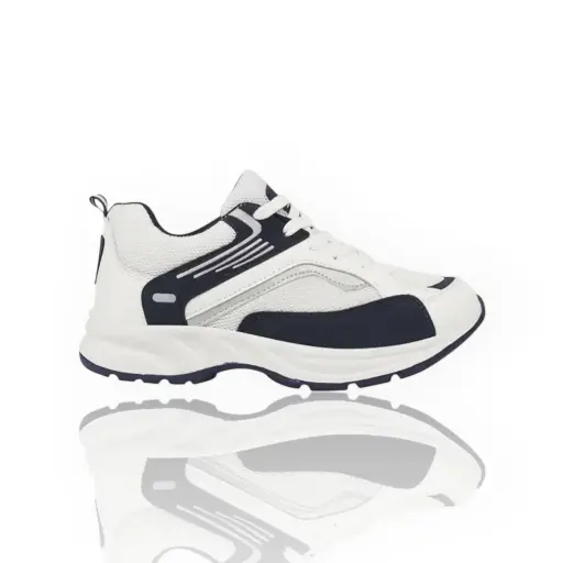 Men’s White & Navy Blue Running Shoes 