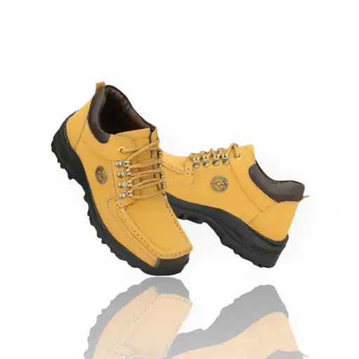 Men’s Brown & Beige Leather Outdoor Shoes 