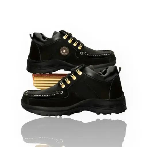 Men’s Black Leather Outdoor Shoes – Rugged & Stylish 