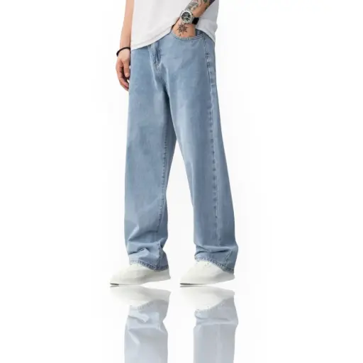 Men’s Light Blue Baggy Fit Denim Jeans 